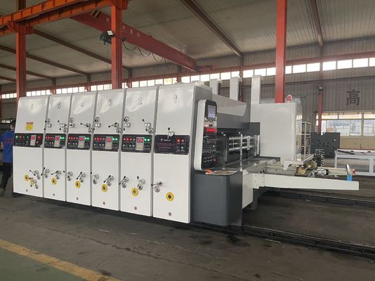 Продвинутая волнистая картонажная коробка Flexo Двухцветный принтер Slotter Ротационный резач